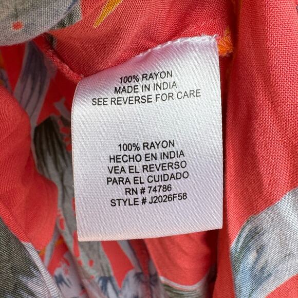 Patrons of Peace size M Tropical Floral Hawaiian Maxi Skirt w/Slits - Coral - Picture 9 of 9